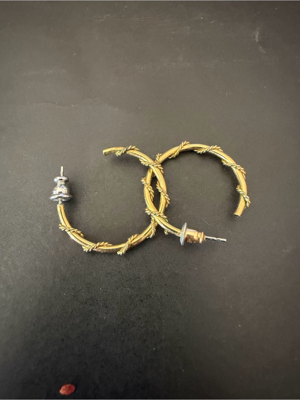 Set of Two Gold Tone Hoop Earrings for Women - Picture 2 of 2